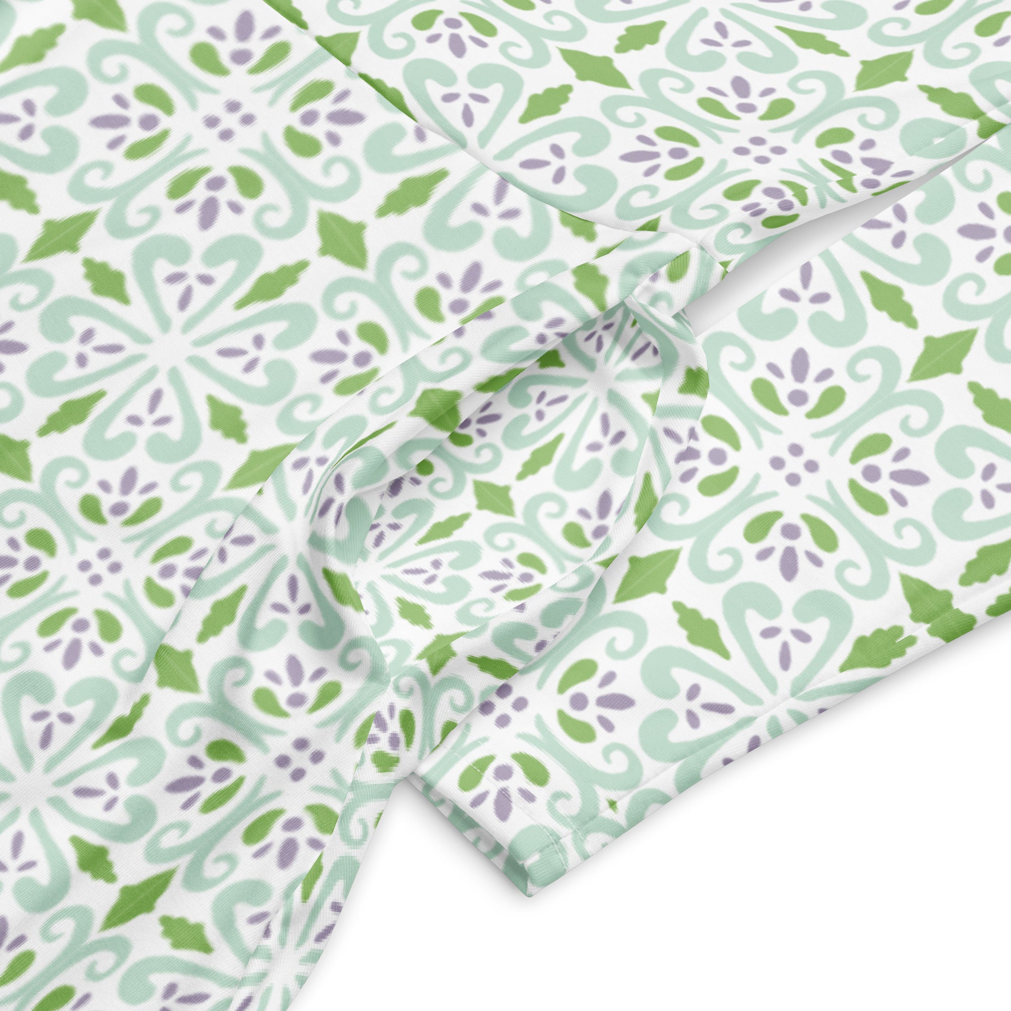 Modest Clothing All-over Green Geometric print long sleeve midi dress with pockets