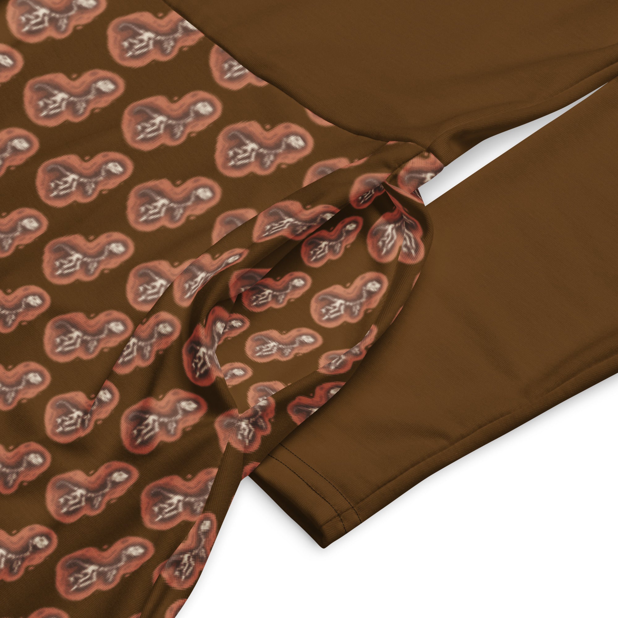 Modest Brown Dino Fossils print long sleeve midi dress with pockets Regular and Plus Sizes