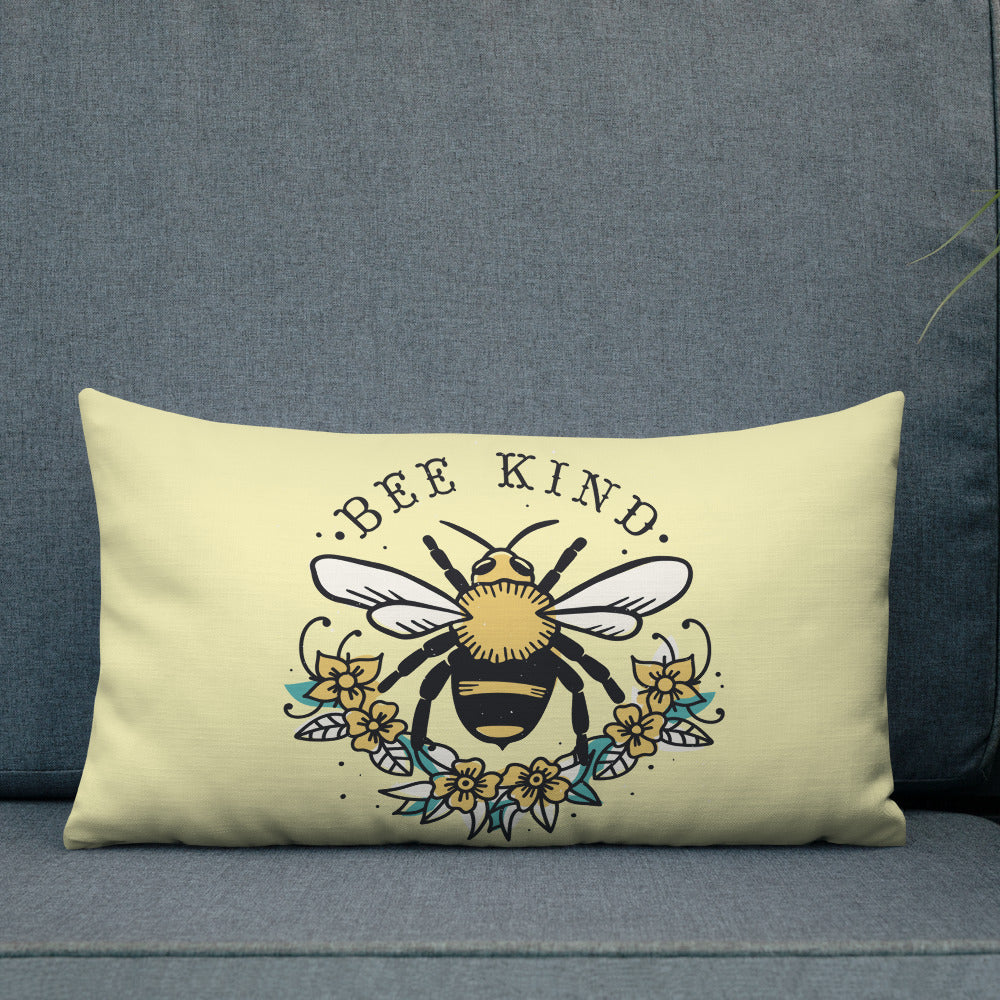 Bee Kind Yellow Premium Pillow for Bedroom, Living Room, Rec Room