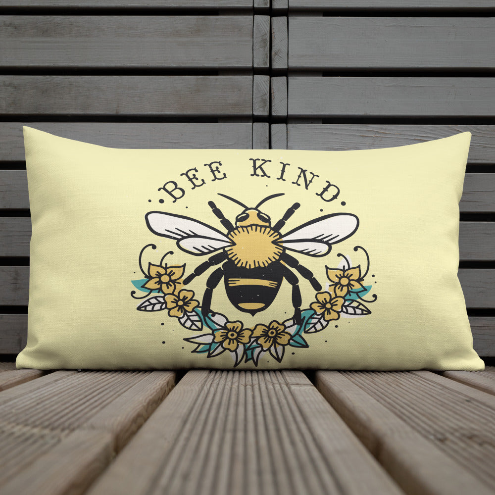 Bee Kind Yellow Premium Pillow for Bedroom, Living Room, Rec Room