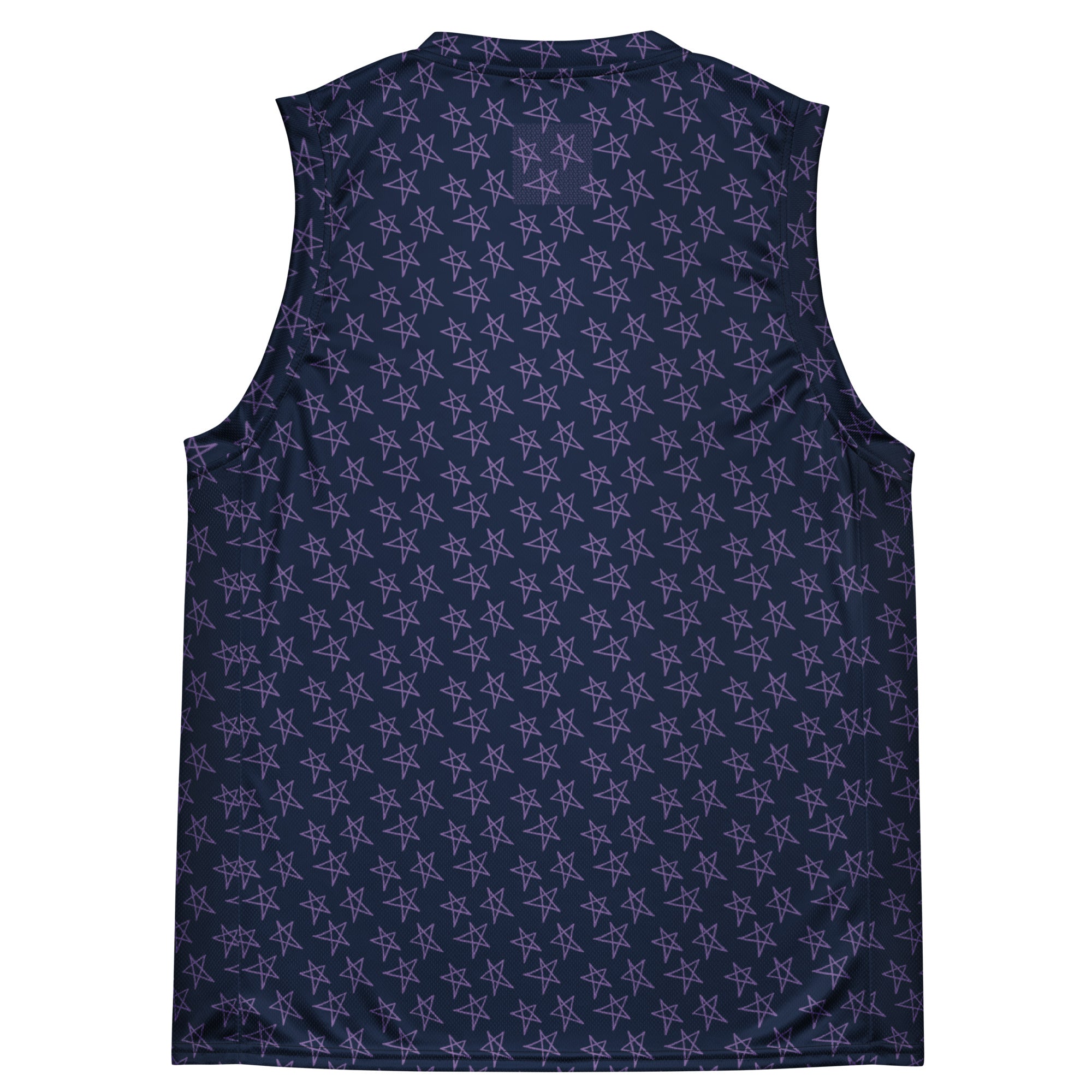 Navy Blue Stars Print Recycled Workout Jersey Regular and Plus Size