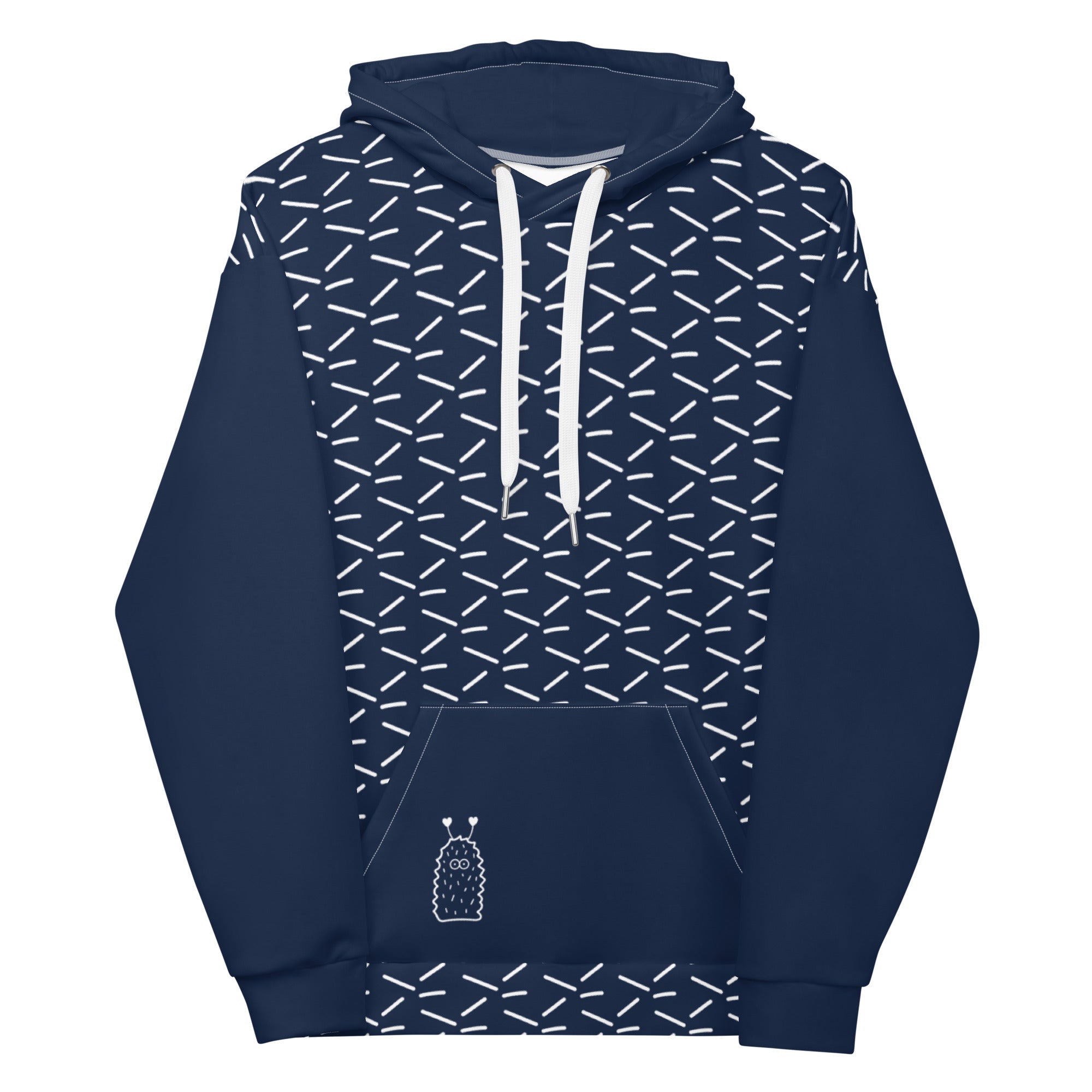 Comfy Navy Confetti Print Long Sleeve Unisex Hoodie with Front Pocket