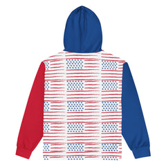 America USA Flag Unisex Zippered Long Sleeve Hoodie with Pocket