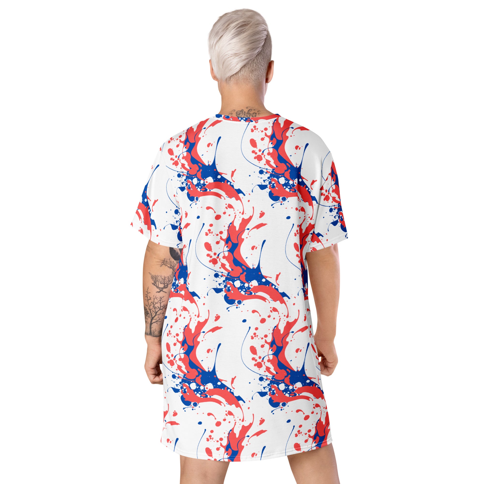 Painter Splash Designed Print T-shirt dress available in Regular and Plus Sizes