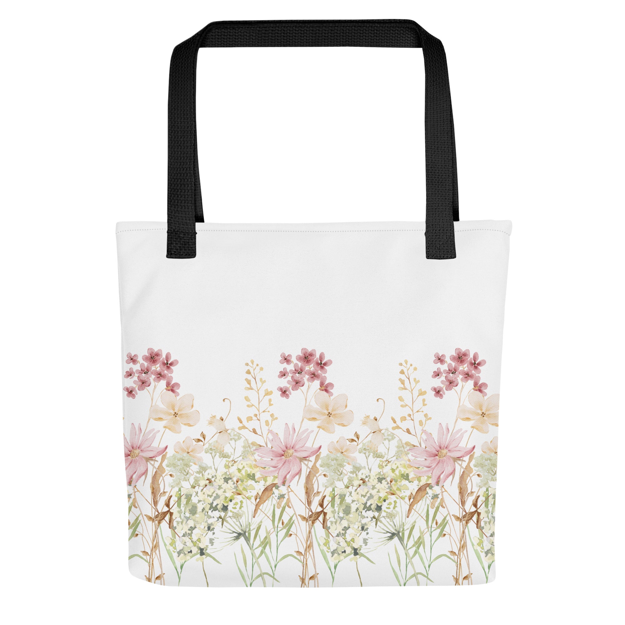 Pressed Pink Meadow Flowers Tote bag gift for gardeners, florists or Mother's Day
