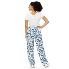 Casual Blue Fish All-over print unisex wide-leg pants Regular and Plus Size