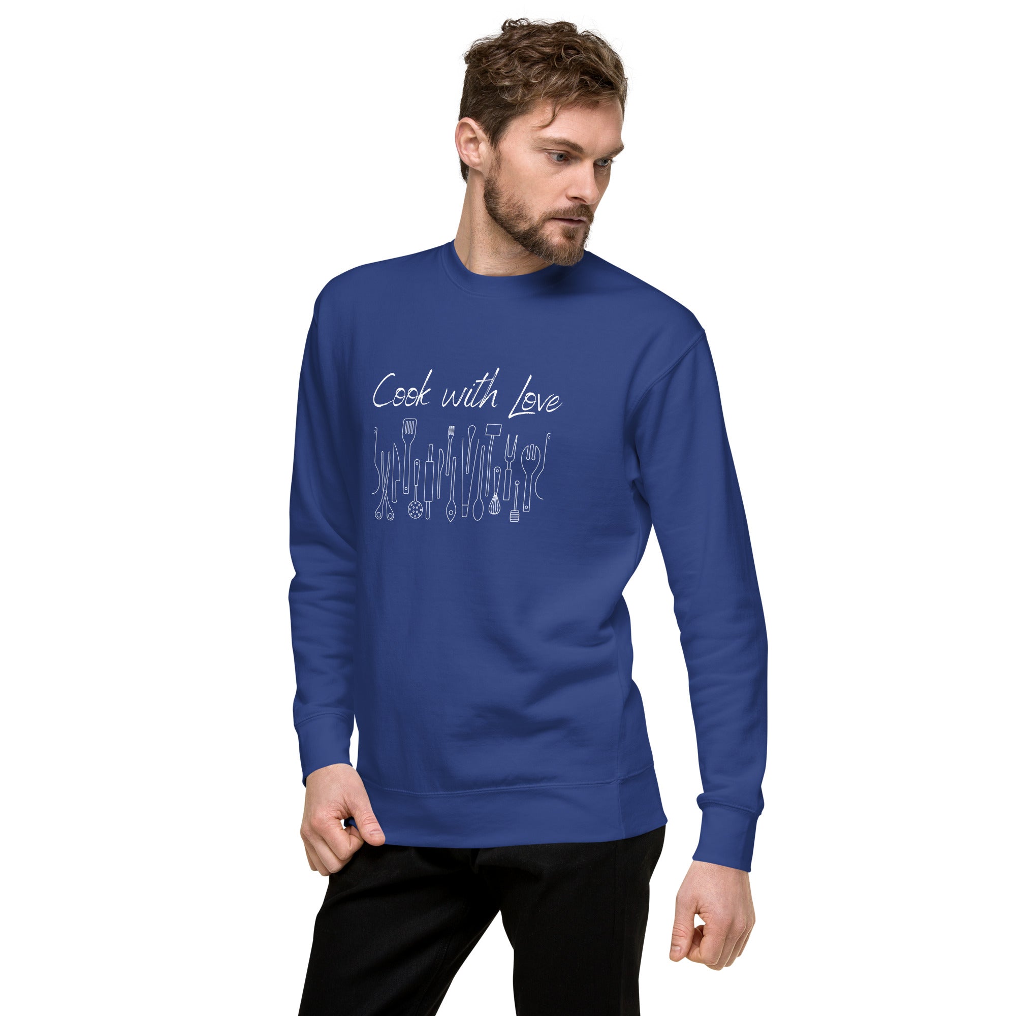 Cook with Love Cooks Chef Unisex Premium Sweatshirt Gifts for people who like to cook