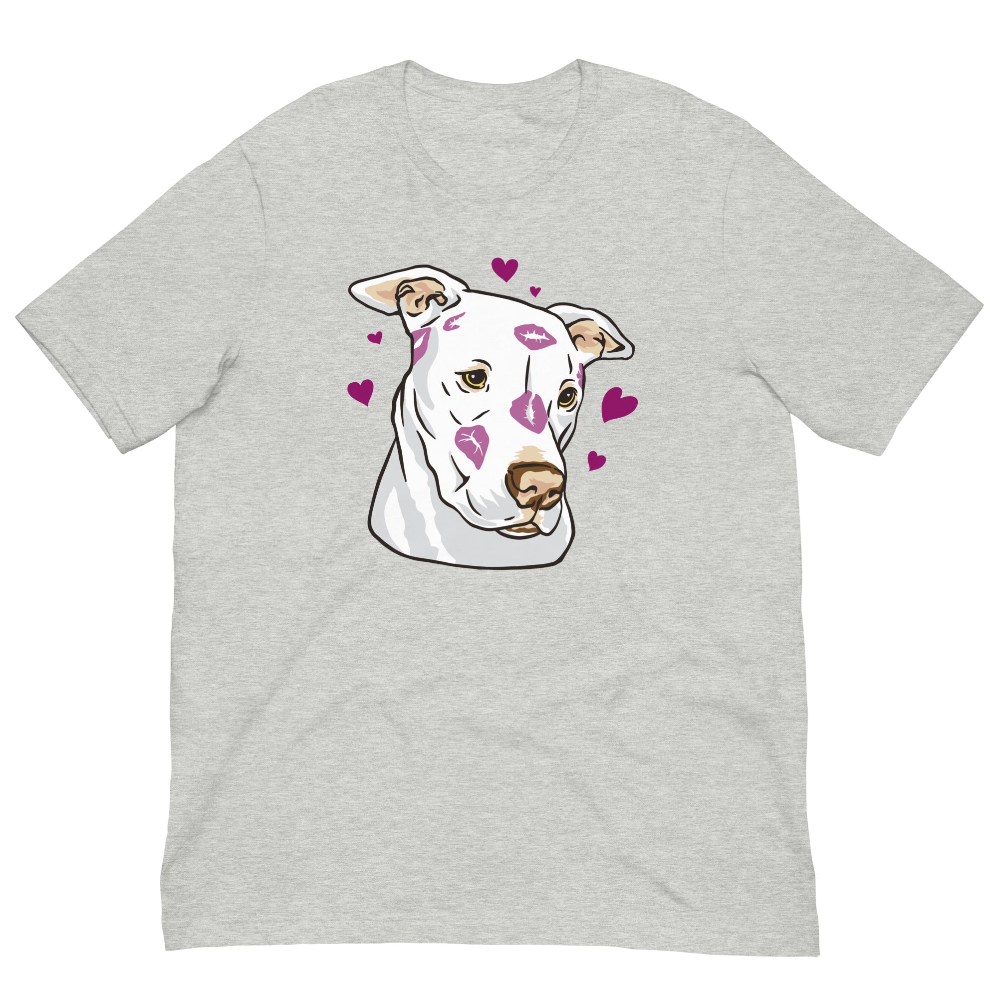 White Pitbull Kisses Short Sleeve Crew Neck Unisex t-shirt