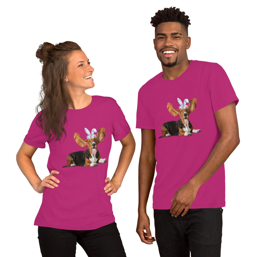 Funny Basset Hound Happy Easter Bunny Unisex t-shirt gift for Basset Hound Owner Lover
