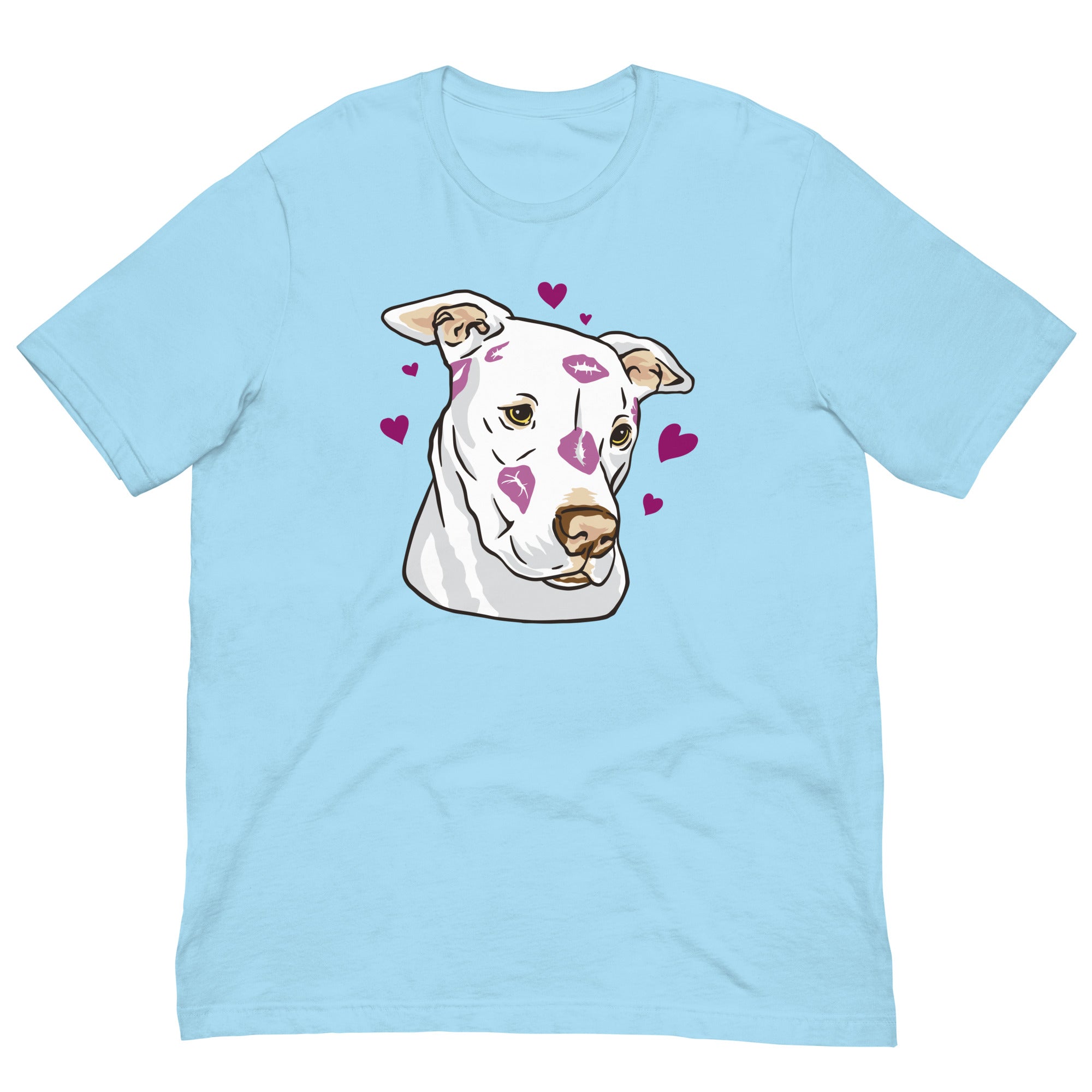 White Pitbull Kisses Short Sleeve Crew Neck Unisex t-shirt