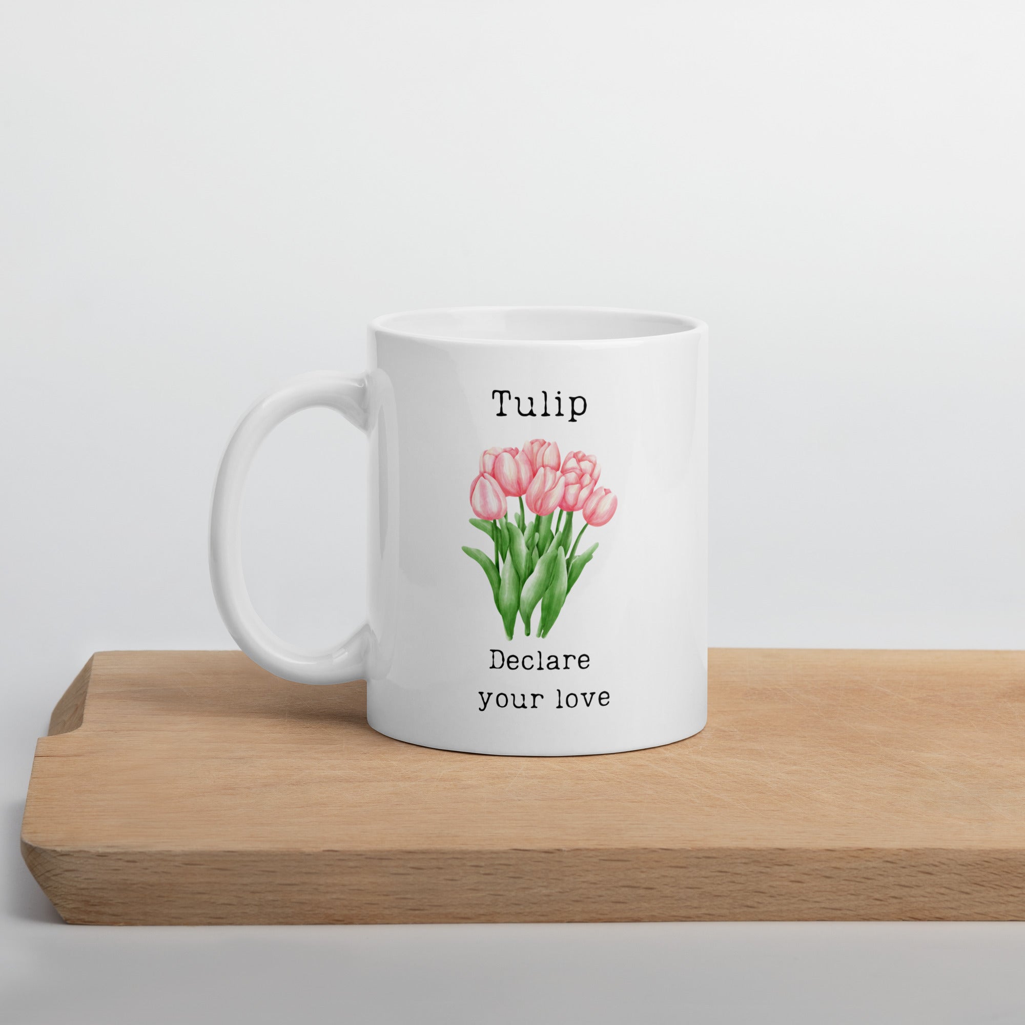 Victorian Flower Language Tulip Declare your Love White Ceramic Mug for someone you love