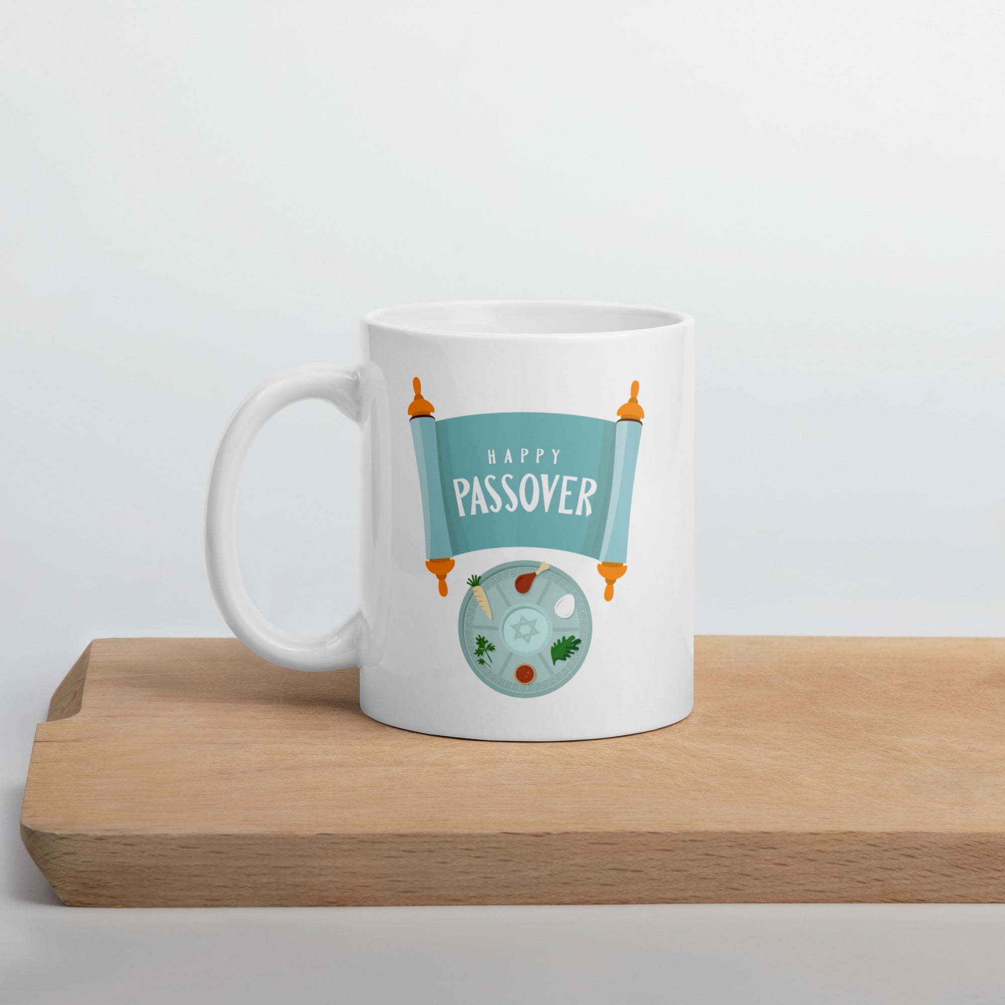 Happy Passover Seder Ceramic White glossy mug gift for Jewish Passover