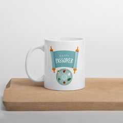 Happy Passover Seder Ceramic White glossy mug gift for Jewish Passover