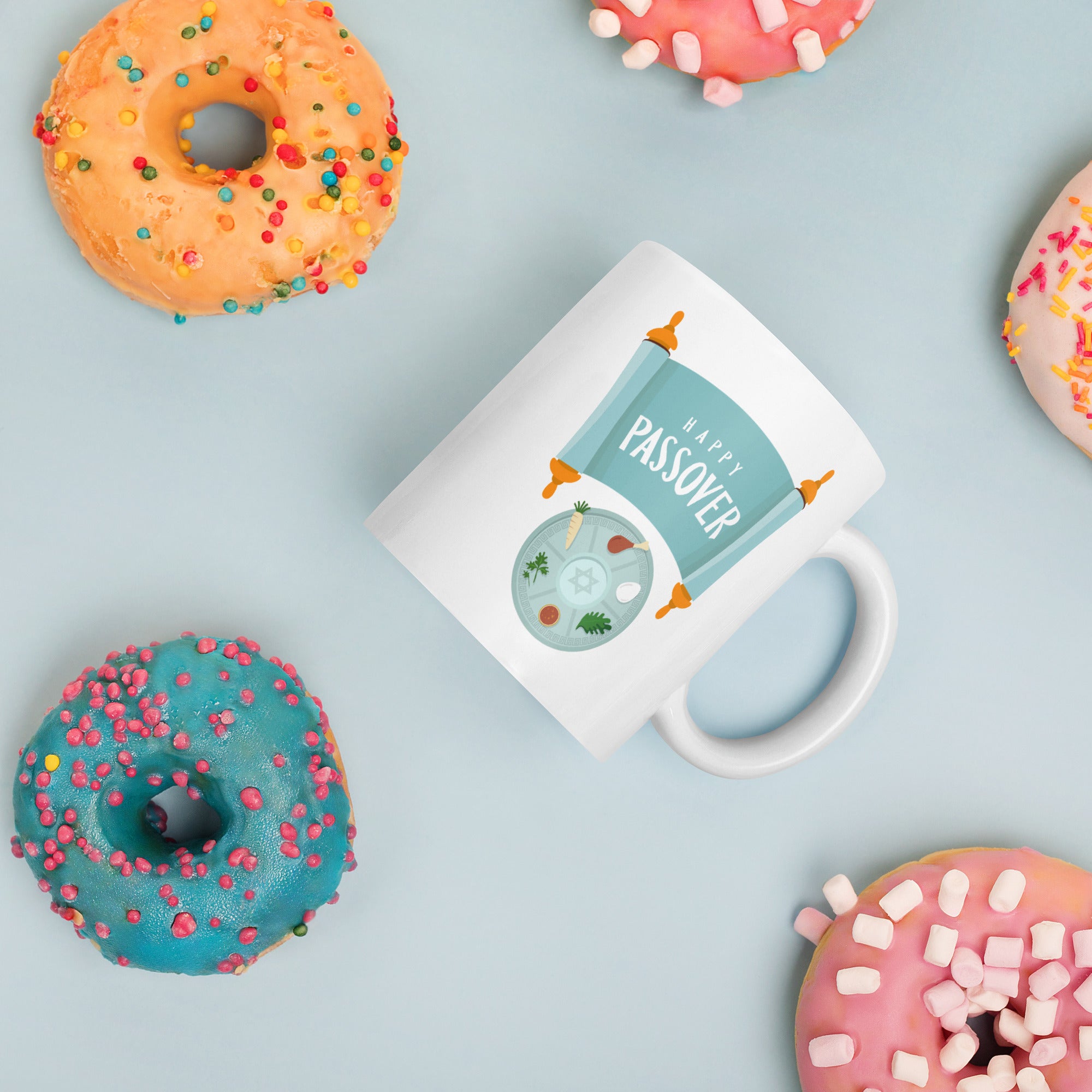 Happy Passover Seder Ceramic White glossy mug gift for Jewish Passover