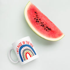 Patriotic Made in America Ceramic White glossy mug with handle