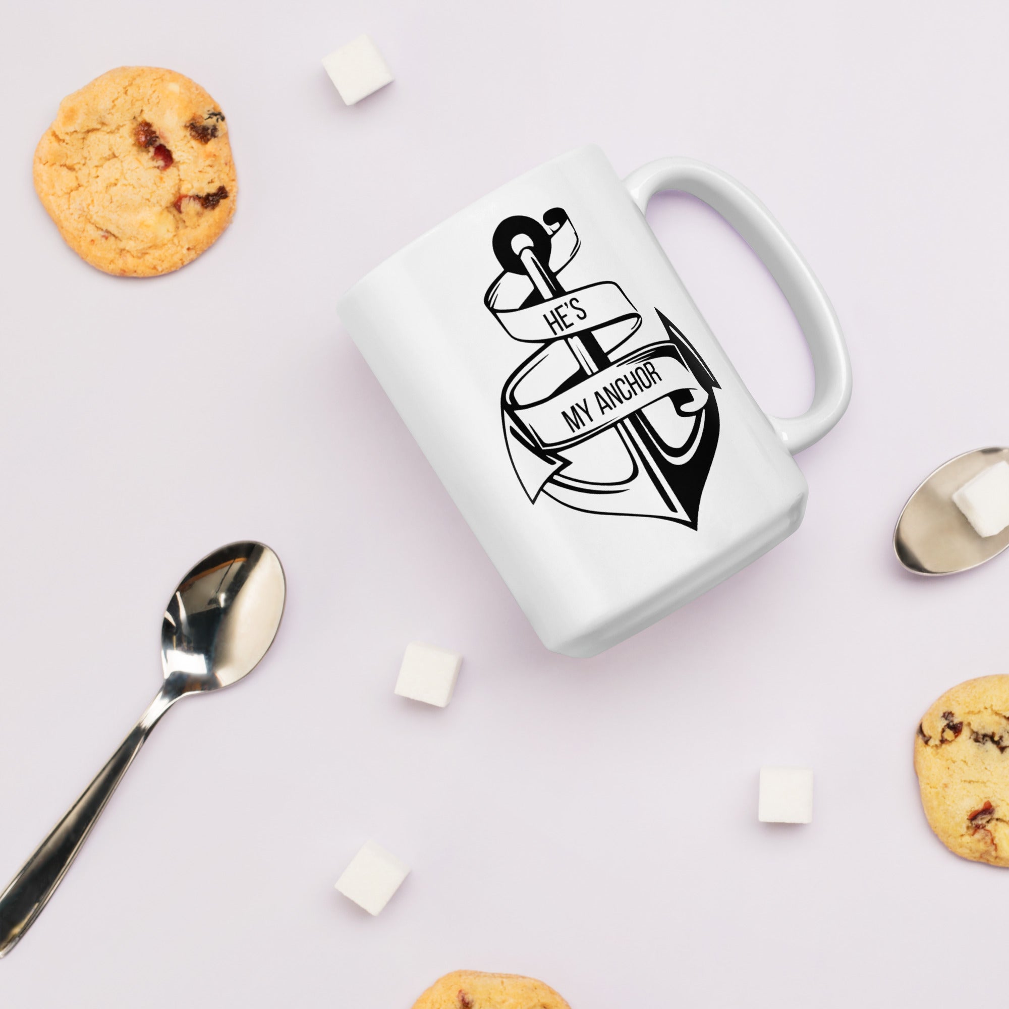 Jesus He's my Anchor Ceramic White glossy mug gift for Christian or Easter