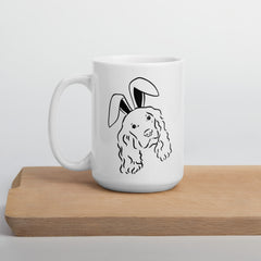 Spaniel Happy Easter Bunny White Ceramic glossy mug gift for Easter Spaniel Dog Lover
