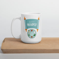 Happy Passover Seder Ceramic White glossy mug gift for Jewish Passover