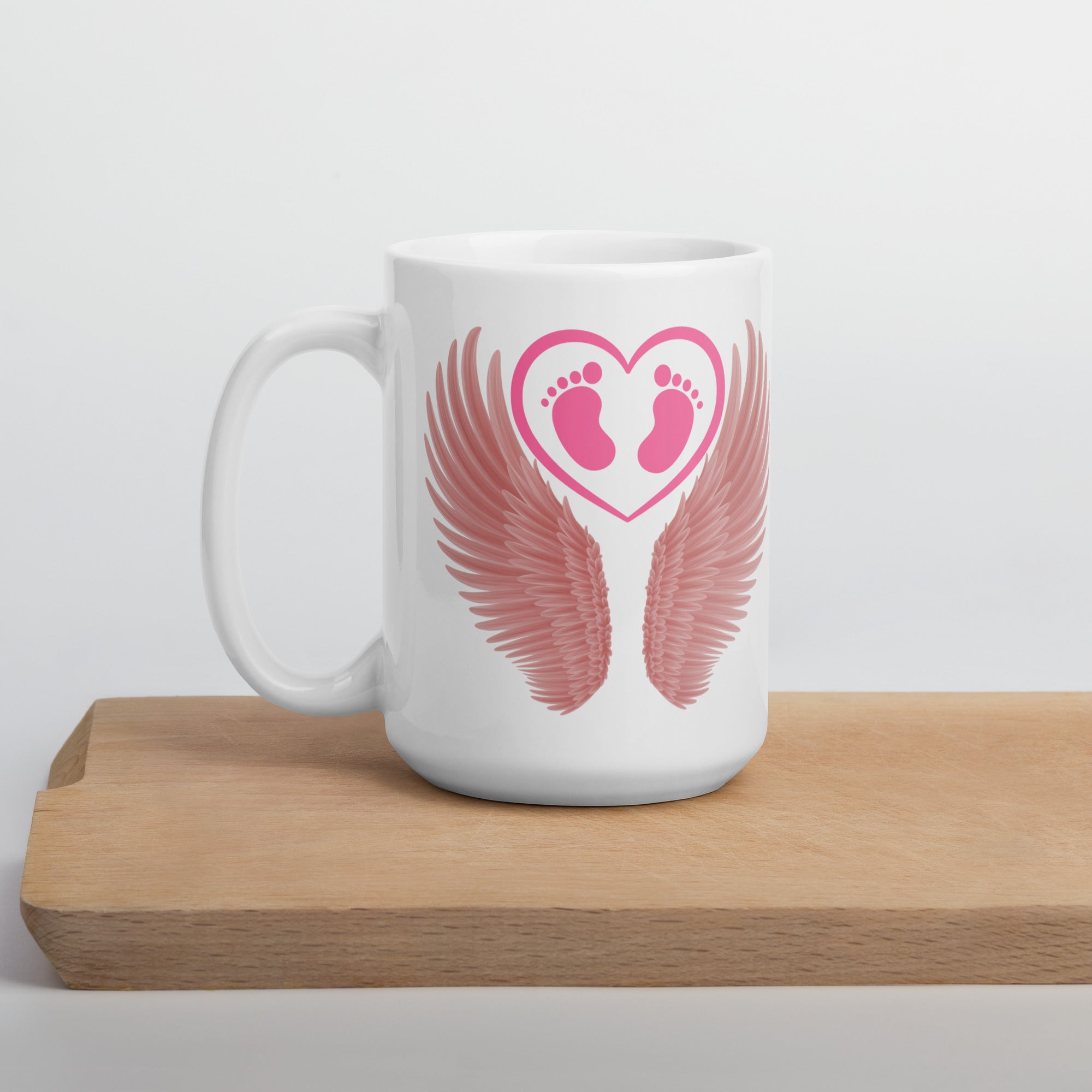 Pink Angel Wings Ceramic White glossy mug Baby Girl Loss Loss of Child Miscarriage