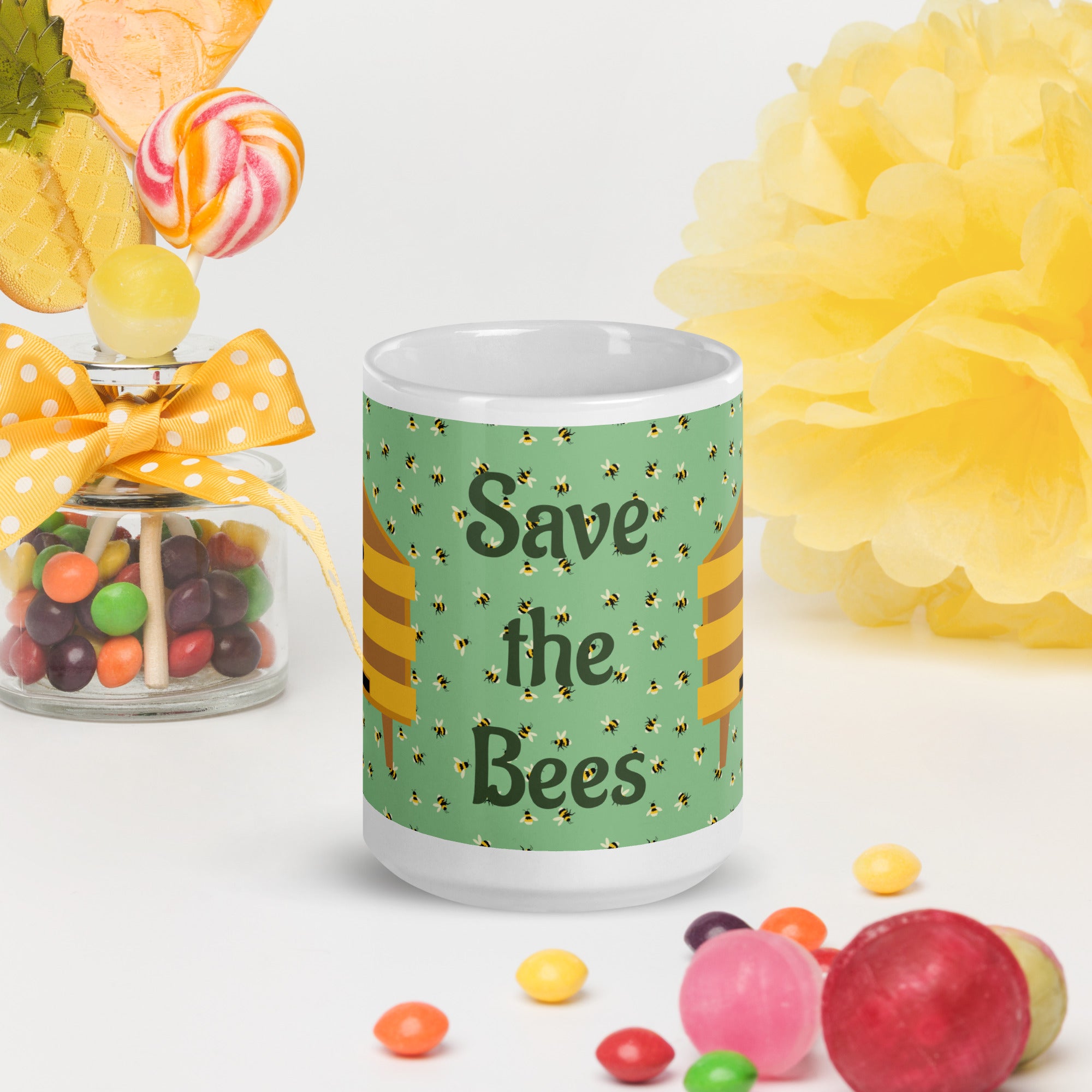 Save the Bees White glossy mug for the Bee Lover or Bee Keeper