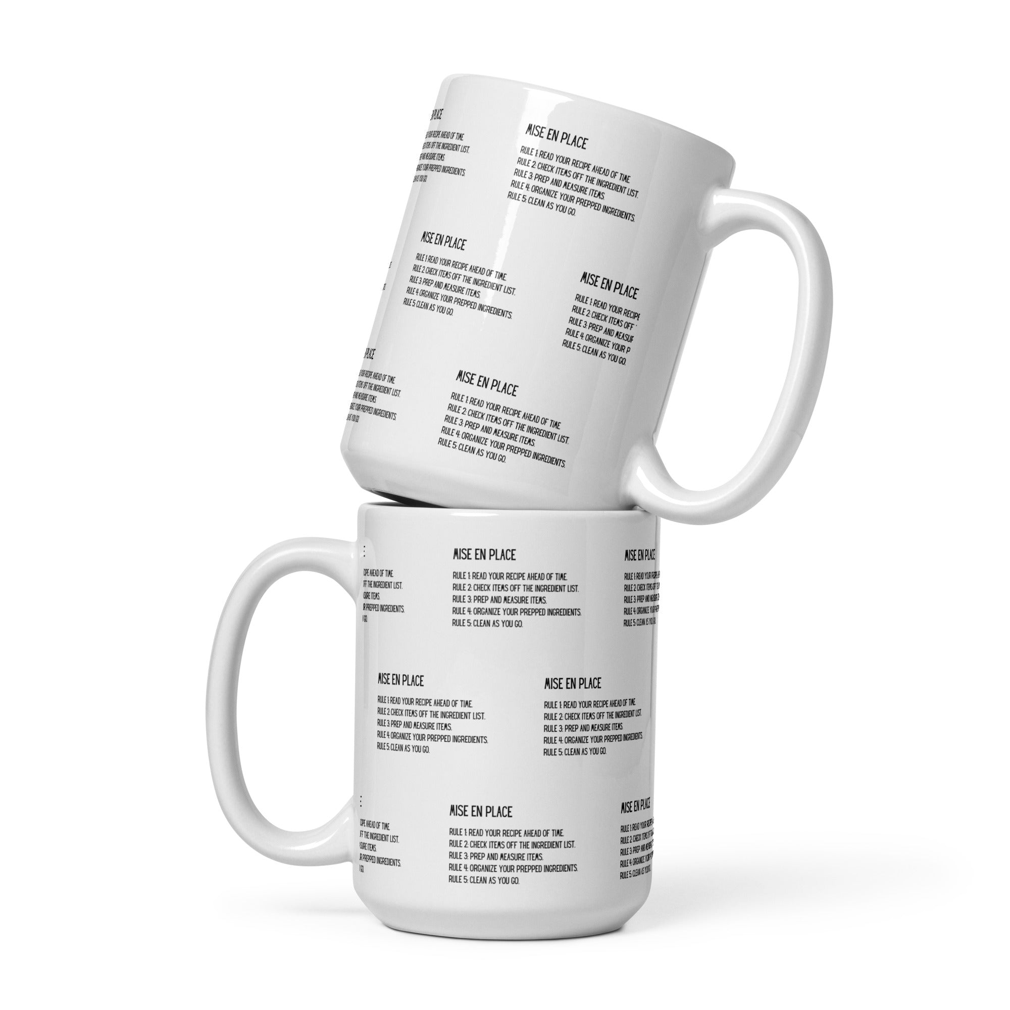 Rules of Mise en Place White glossy mug gift for chef gift for cook Mother's Day Father's Day