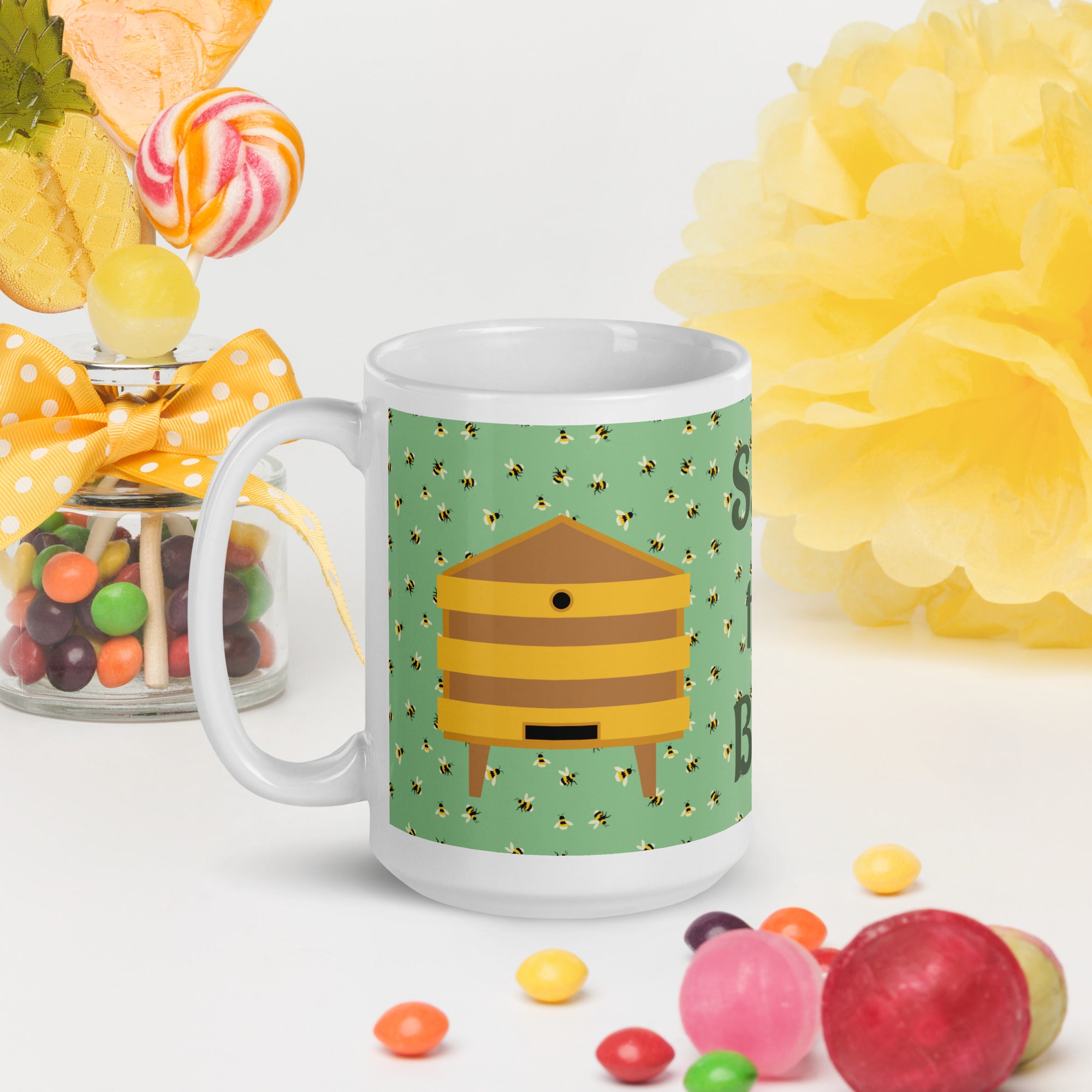 Save the Bees White glossy mug for the Bee Lover or Bee Keeper