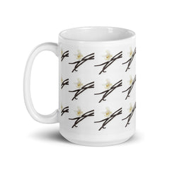 Vanilla Bean All over Print Ceramic 15oz White Mug with Color inside gift for someone who loves vanilla