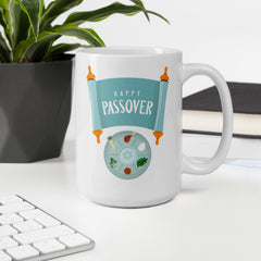 Happy Passover Seder Ceramic White glossy mug gift for Jewish Passover