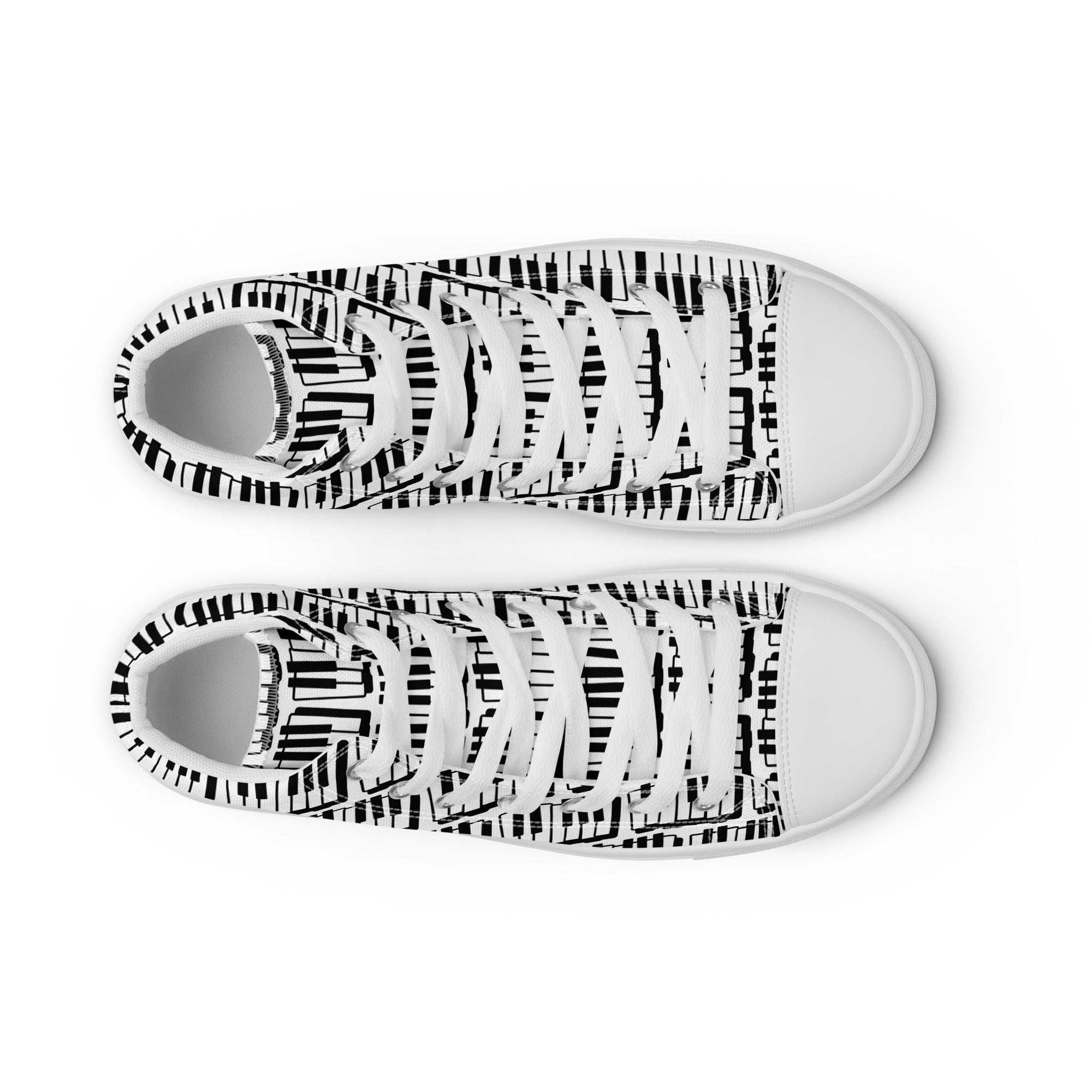 Black and White Piano Keys Women’s high top canvas shoes gift for Piano player music lover