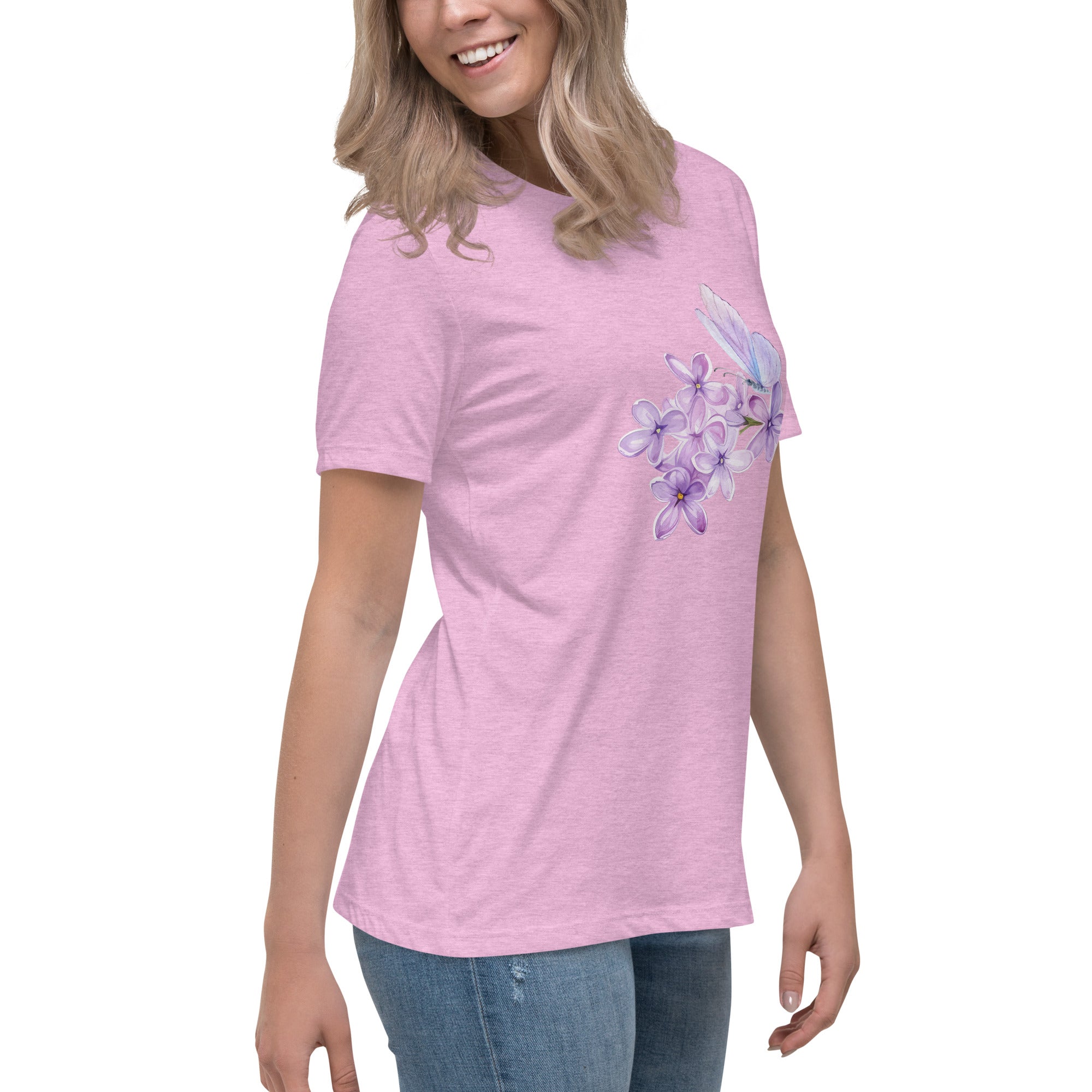 Purple Lilac Flowers Purple Butterfly Women's Relaxed T-Shirt