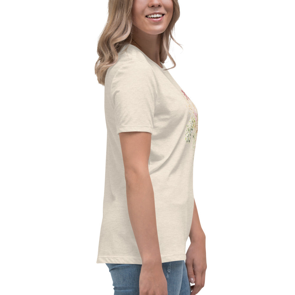 Pressed Pink Meadow Flowers Women's Relaxed T-Shirt gift for gardeners, florists or Mother's Day