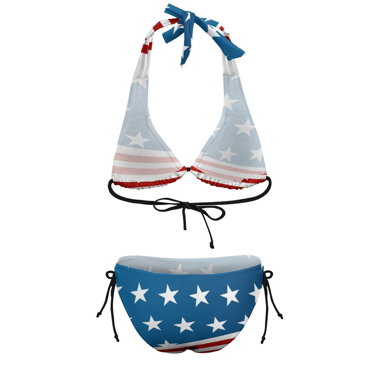 Patriotic American Flag Two Piece Halter Swimsuit