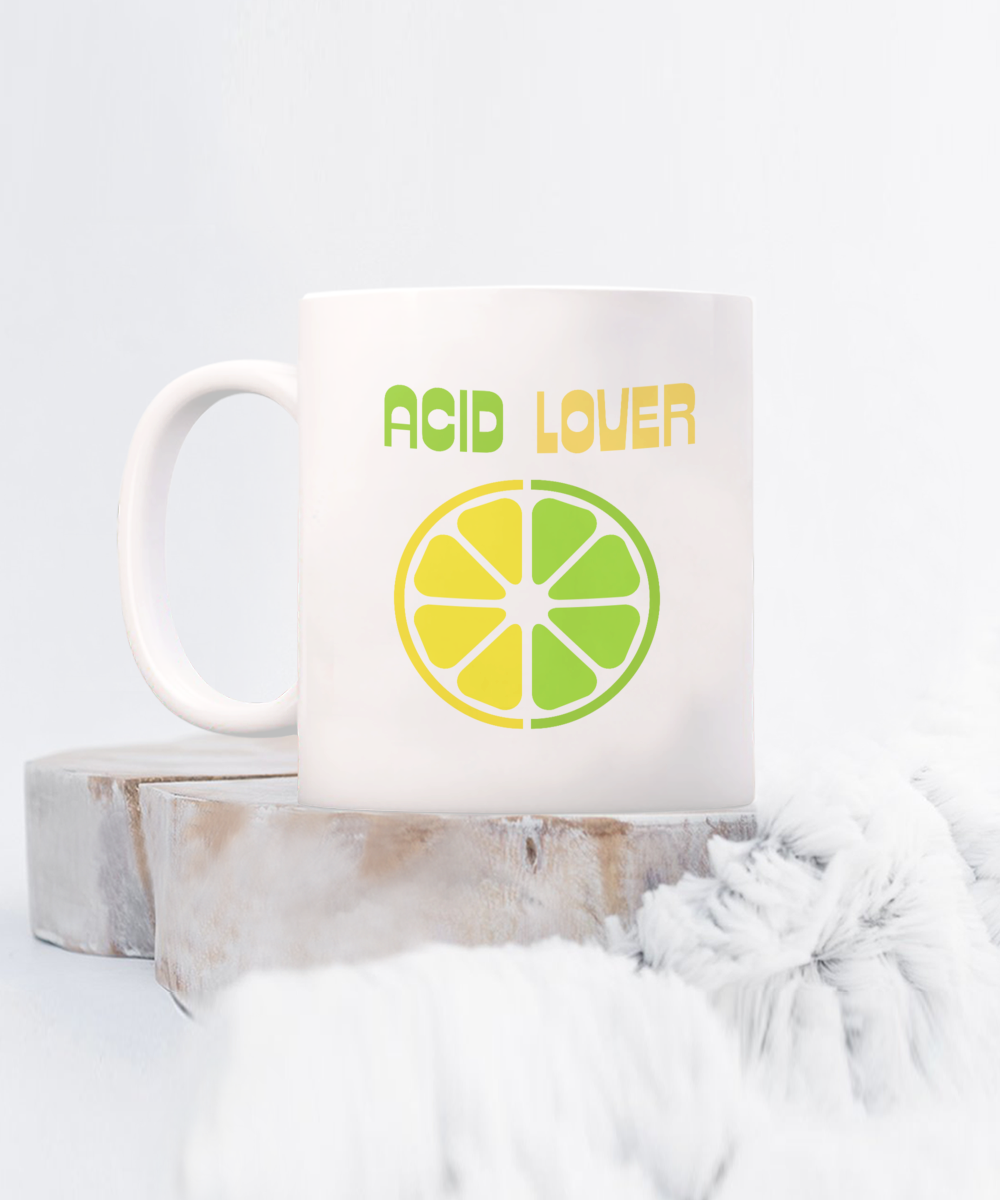 Acid Lover Lemon Lime Ceramic White Coffee Mug gift for Citrus Lovers Chef Cook