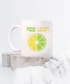 Acid Lover Lemon Lime Ceramic White Coffee Mug gift for Citrus Lovers Chef Cook