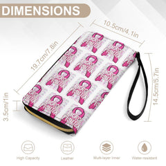 Fierce Fighter Breast Cancer Awareness Ribbon Leather Wallet with Wristlet Strap