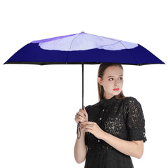 Purple Blue Pansy Auto Umbrella with PAnti-UV Coating