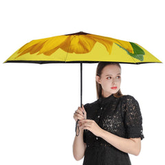 Yellow Sun Flower Auto Umbrella with Anti-UV Coating