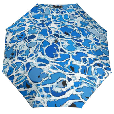 Abstract Blue and White Automatic Umbrella with Anti-UV Coating