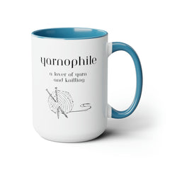 Yarnophile Yarn and Knitting Lover Two-Tone Coffee Mugs, 15oz