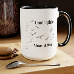 Ornithophile Bird Lover Bird Watcher Two-Tone Coffee Mugs, 15oz