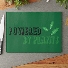 Vegan Vegetarian Powered by Plants Glass Cutting Board gift for Vegan or Vegetarians gift for Veggie Lover