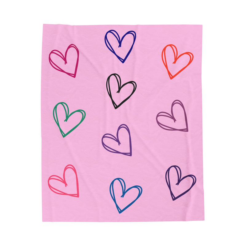 Pink Heart Fleece Velveteen Plush Blanket Valentine's Day