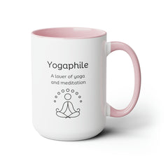 Yogaphile Yoga Meditation Lover Two-Tone Coffee Mugs, 15oz