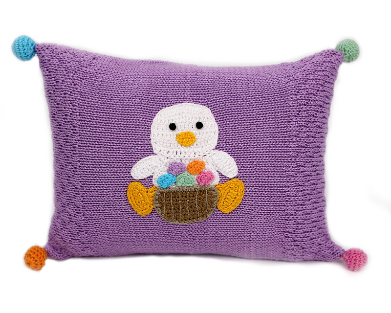 Handmade Duckling Mini Pillow - 100% Cotton, Easter Theme, Fair Trade, 9