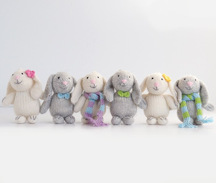 Handmade Bunny Ornaments with Pastel Accessories - Set of 6 | Fair Trade Alpaca Wool, Crafted in Peru