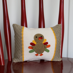 Handmade Turkey Mini Pillow - Eco-Friendly Thanksgiving Hostess Gift | Artisan-Made, Fairly Traded