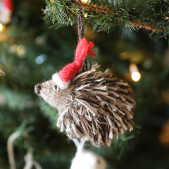 Charming Handmade Hedgehog Ornament - Whimsical Alpaca Wool Holiday Decor | Perfect Festive Gift