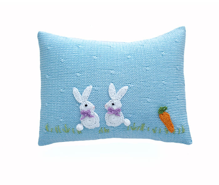 Baby Bunny Mini Pillow, Blue - Cute and Soft Baby Pillow for Your Nursery