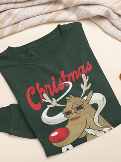 Christmas Sucks Men's Sweatshirt - Funny Holiday Reindeer Smoking Design | Cozy Cotton/Poly Blend