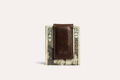 Premium Magnetic Money Clip - Sleek Cowhide Leather, Quick Cash Access